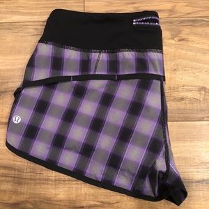 Plaid Lululemon Speed Out short size 8